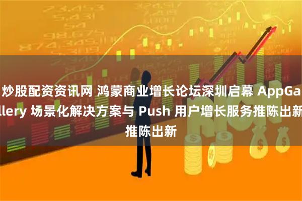 炒股配资资讯网 鸿蒙商业增长论坛深圳启幕 AppGallery 场景化解决方案与 Push 用户增长服务推陈出新